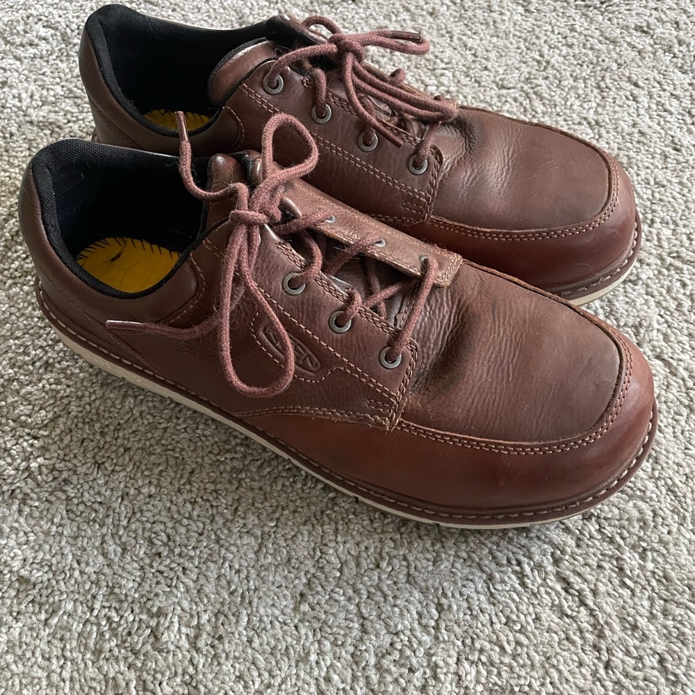 Keen Men's Brown Leather Aluminum-Toed Oxfords